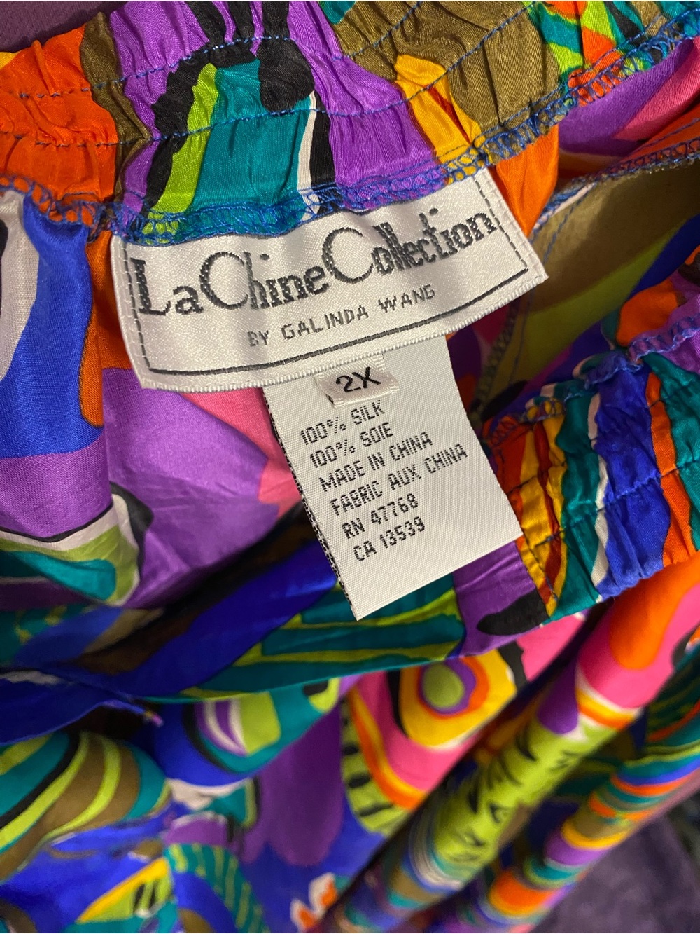 Vintage Silk Multi-Color Maxi Skirt - 2X/3X - Picture 3 of 3